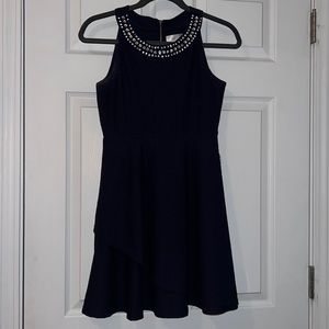Navy Blue dress with rhinestone collar